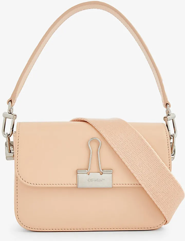 Womens Peach Orange Binder Leather Shoulder bag