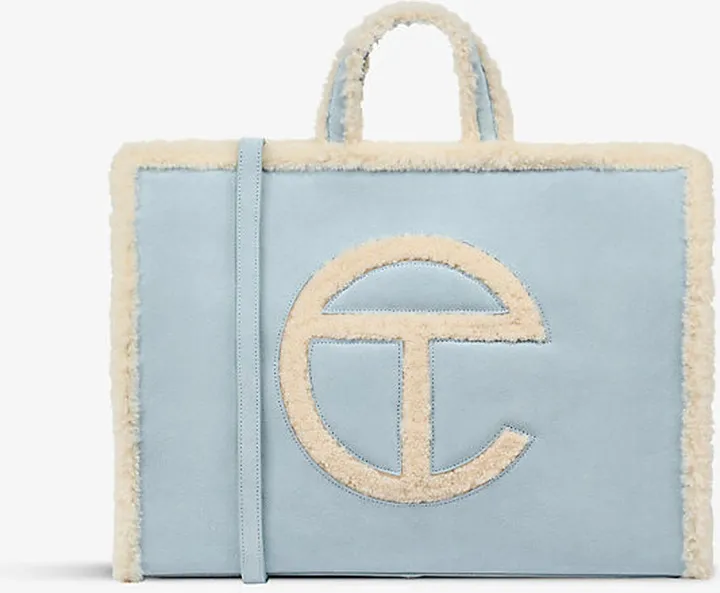Womens Blue Large Suede Tote bag