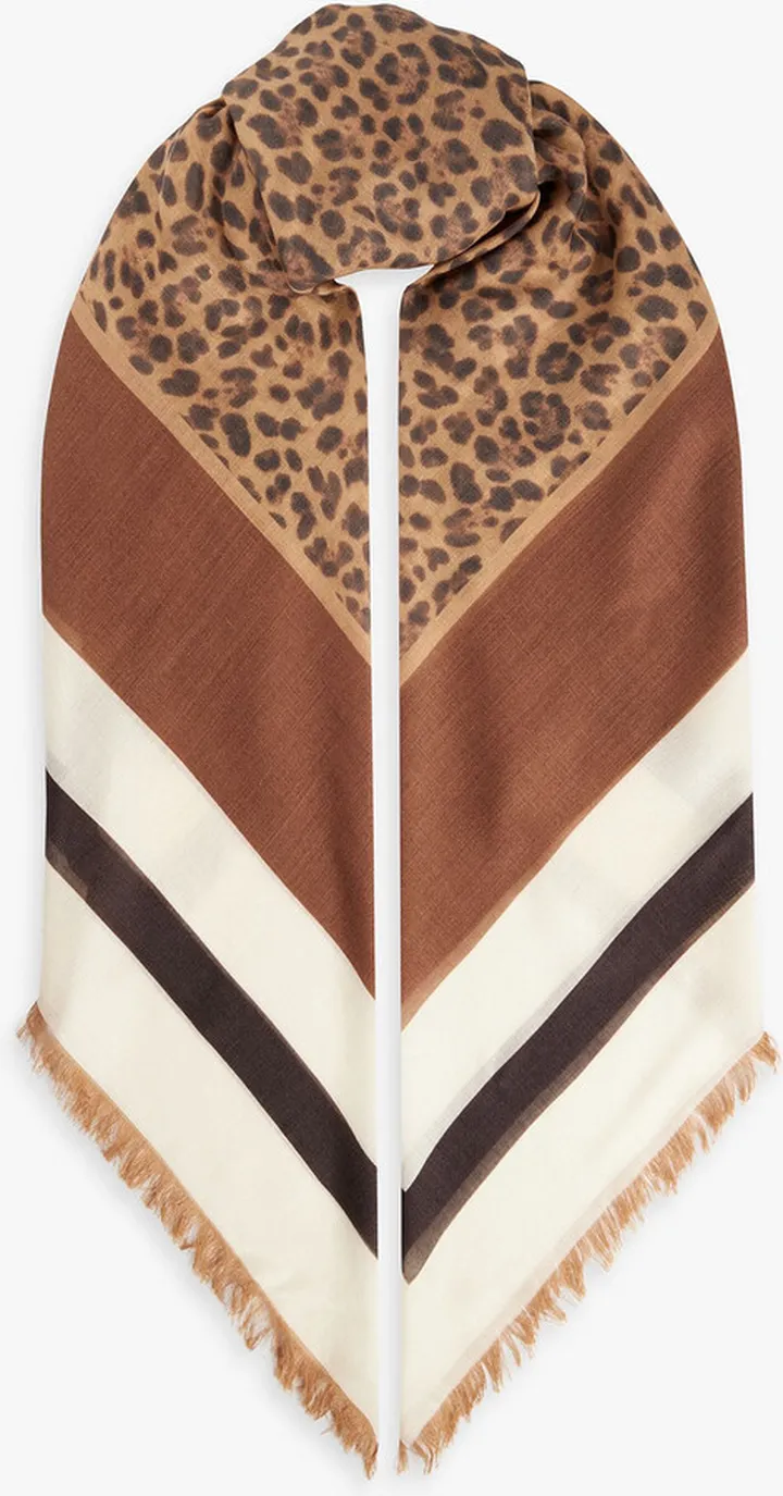 Printed cashmere and silk-blend scarf