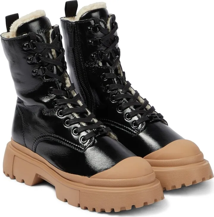 H619 lace-up leather ankle boots