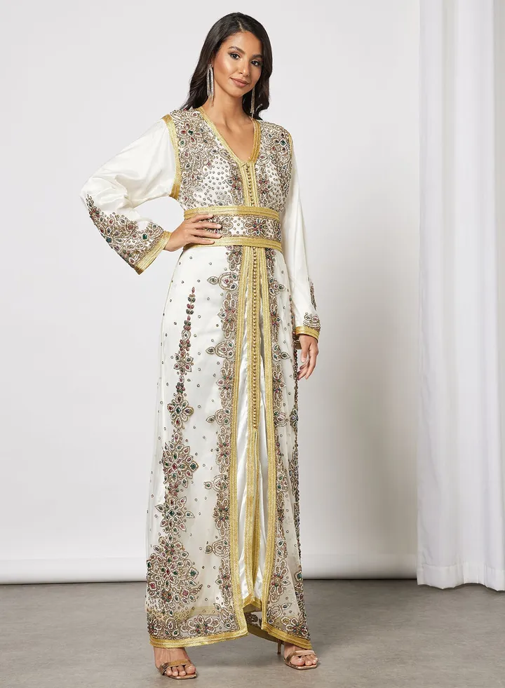 Embellished Long Sleeves Moroccan Kaftan
