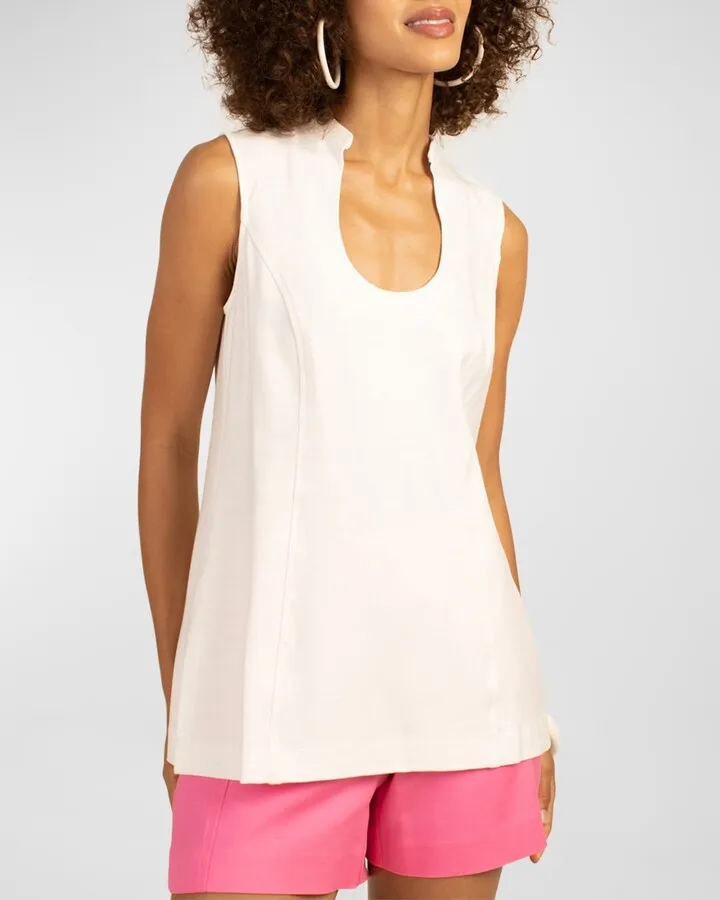 Ignite Sleeveless Scoop-Neck Twill Top