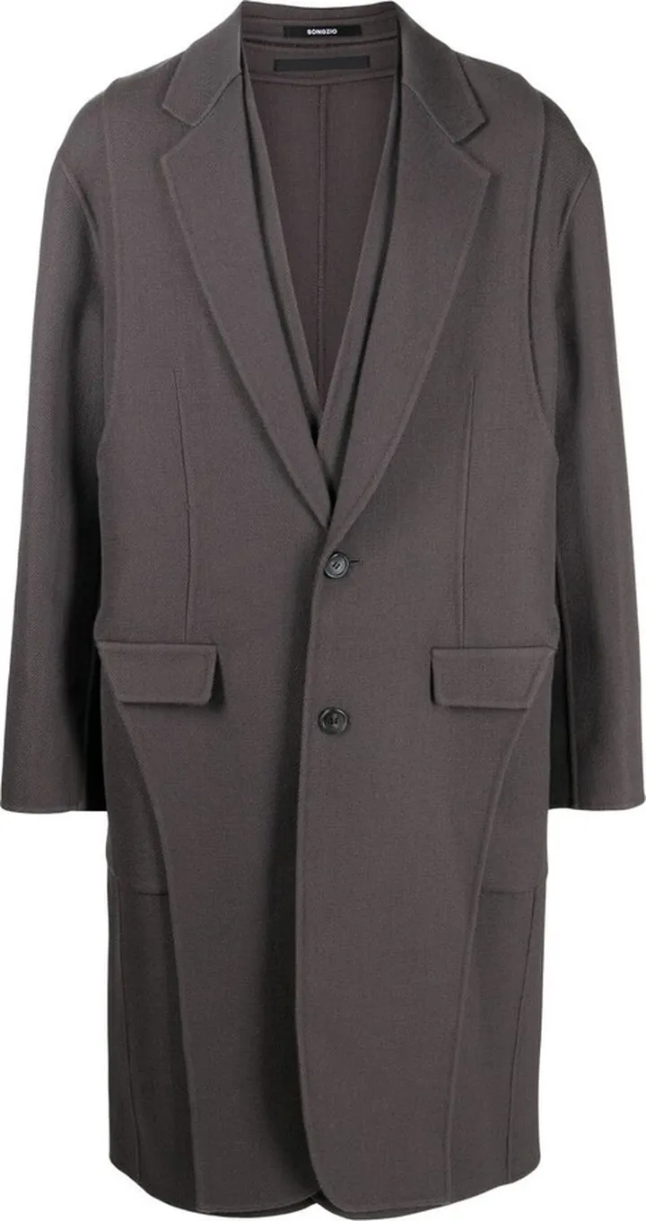 Wool Asymmetric Mid-Length Coat