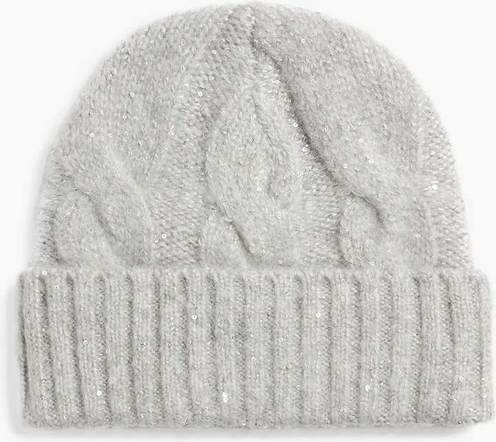 Roan sequin-embellished cable-knit beanie