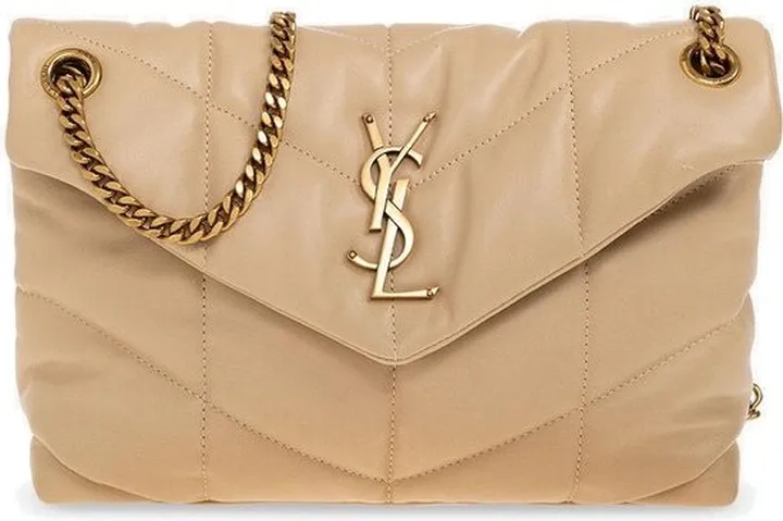 Saint Laurent Logo Plaque Puffer Chained Shoulder Bag