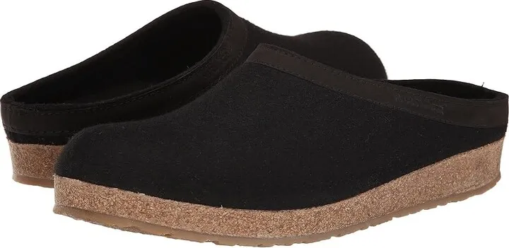 Haflinger GZL Leather Trim Grizzly (Black) Clog Shoes