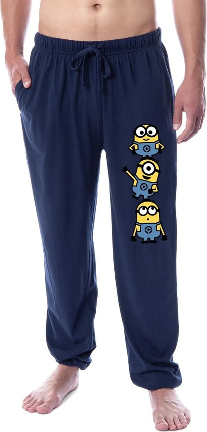 Despicable Me Mens' Minions Chibi Character Sleep Jogger Pajama Pants (Large) Blue