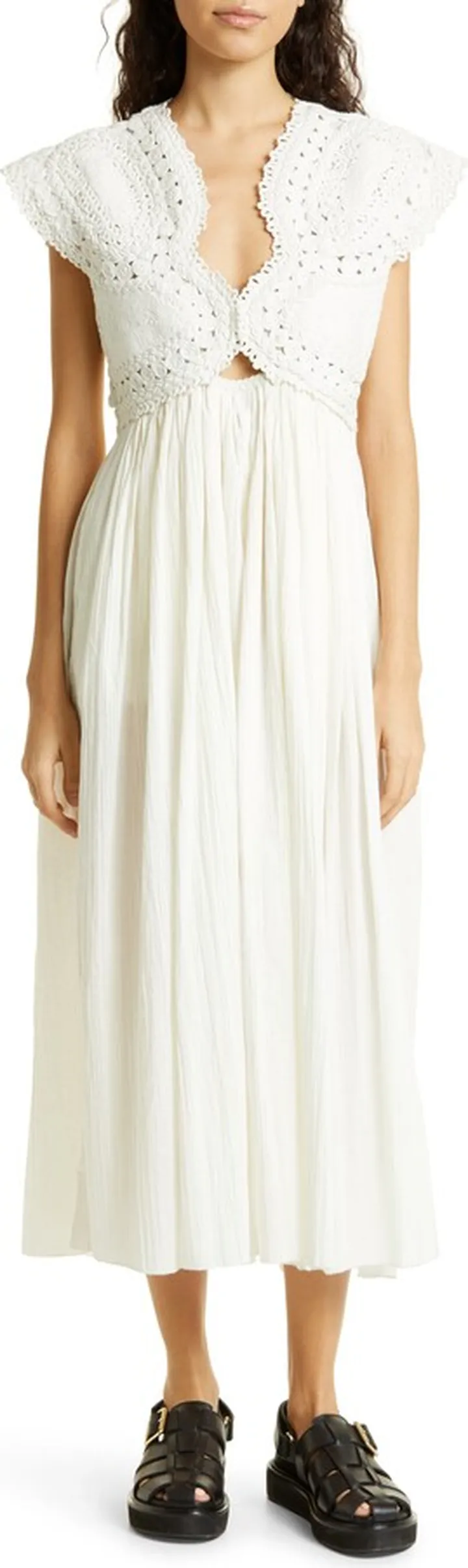 Camila Crochet Bodice Cotton Midi Dress