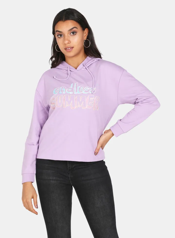 Casual Long Sleeve Hoodie Orchid Bloom
