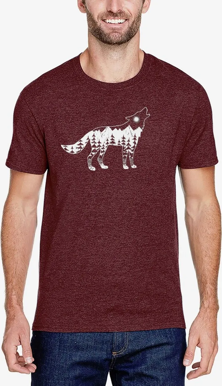 La Pop Art Men's Premium Blend Word Art Howling Wolf T-shirt