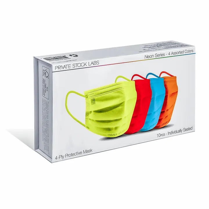Men's 4-Ply Assorted Neon Disposable Face Masks