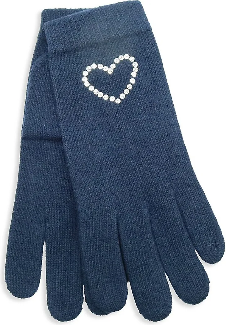 Studded-Heart Merino Wool-Blend Gloves