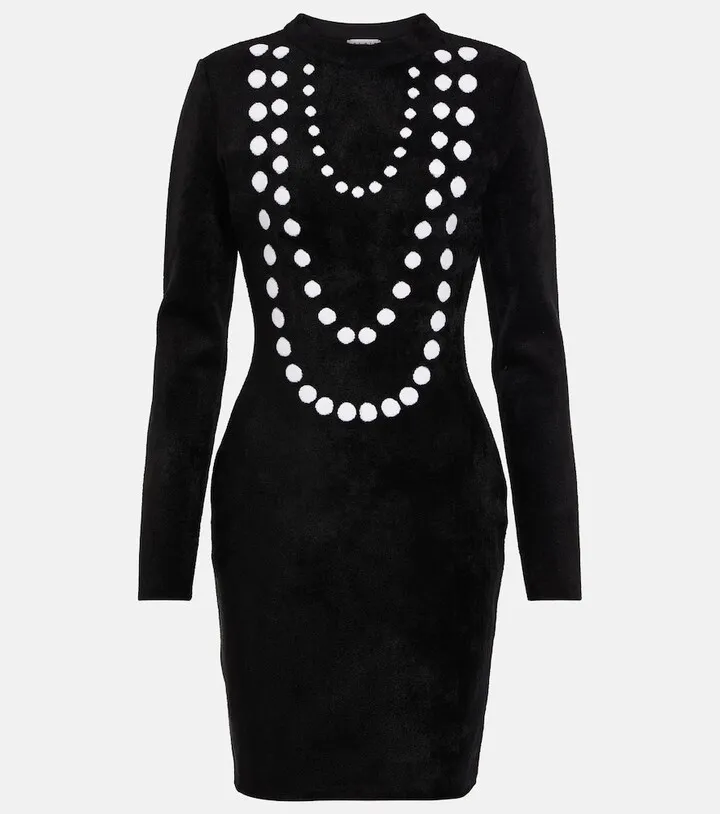 Jacquard wool-blend minidress