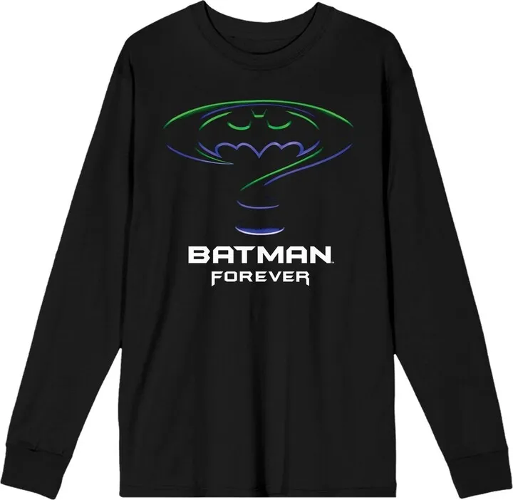 Batman Forever Movie Logo Men’s Black Long Sleeve Shirt-3XL