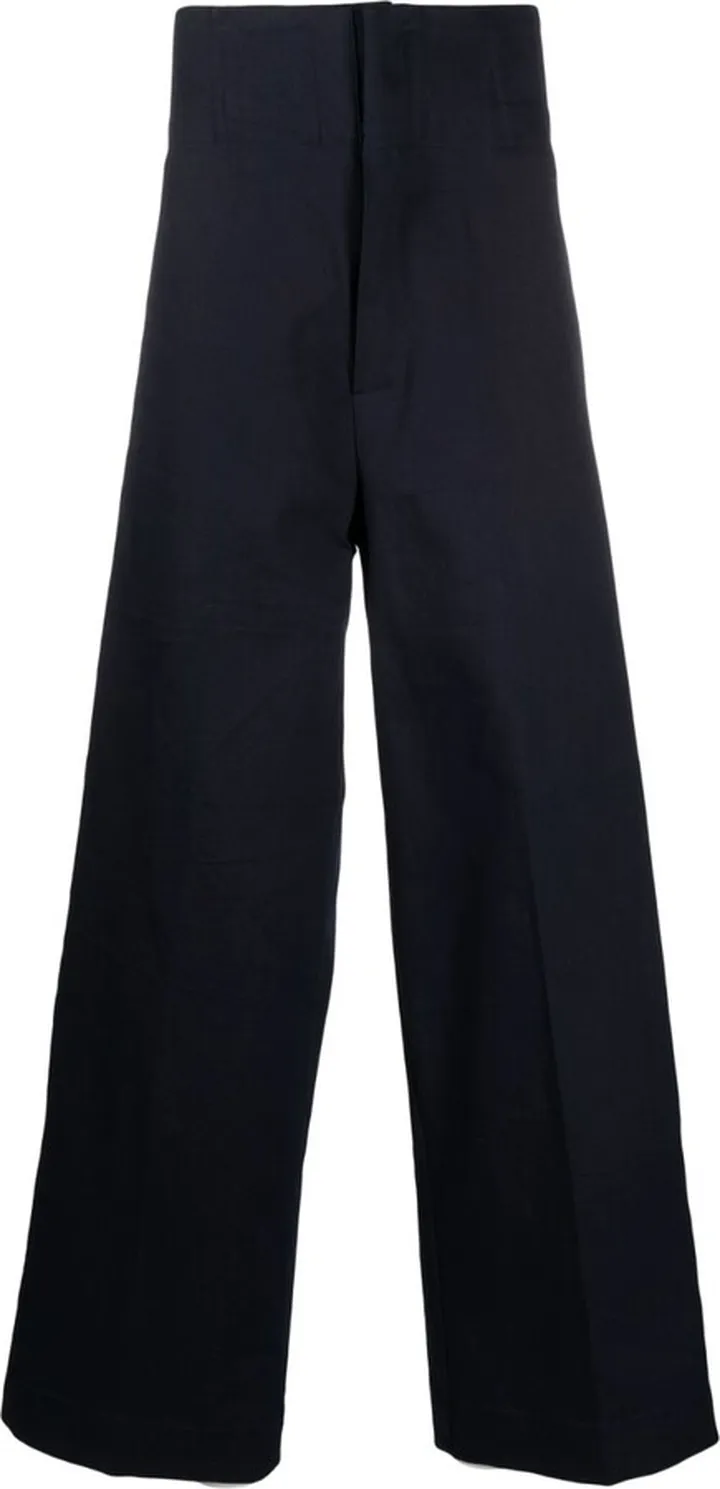 Blue Emeka Boned-Waist Wide-Leg Trousers
