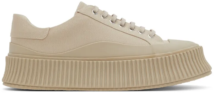 Jil Sander White Canvas Platform Sneakers