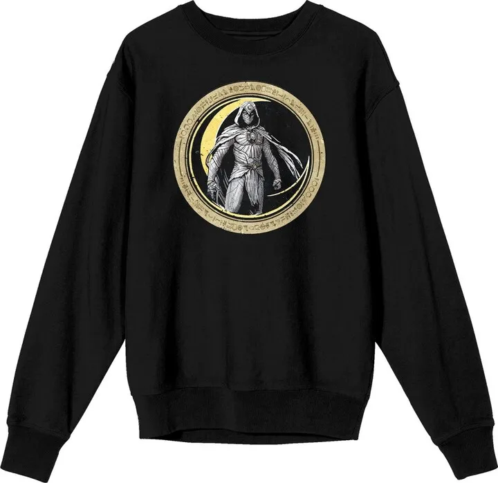 Moon Knight Marc Spector Circle Frame with Cape and Hood Men’s Black Sweatshirt-Large