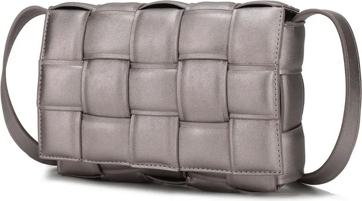 MKF Collection by Mia K Ginger Woven Vegan Leather Women’s Shoulder Bag - Grey