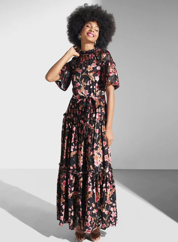Floral Print Tiered Dress