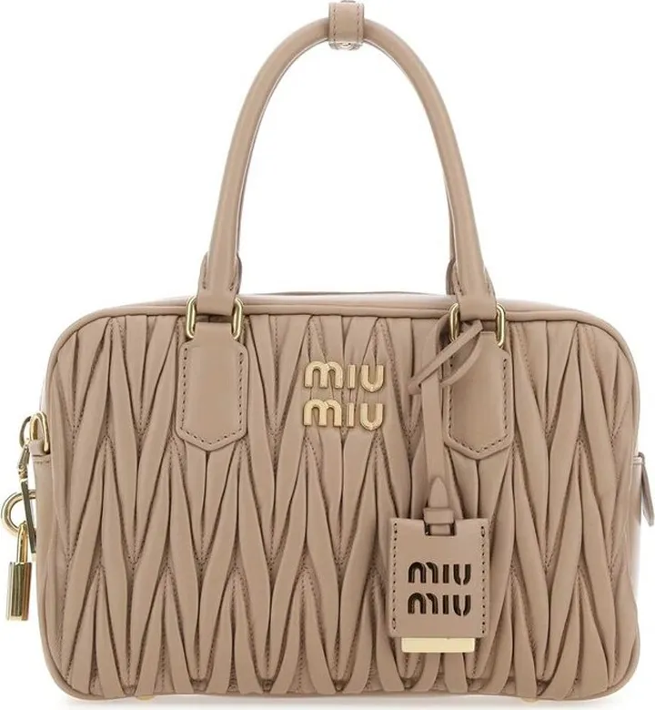 Miu Miu Matelassé Logo Plaque Tote Bag