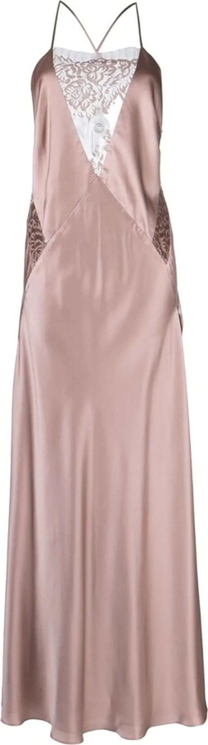 Lace-Inset Gown Long Sleeveless Dress