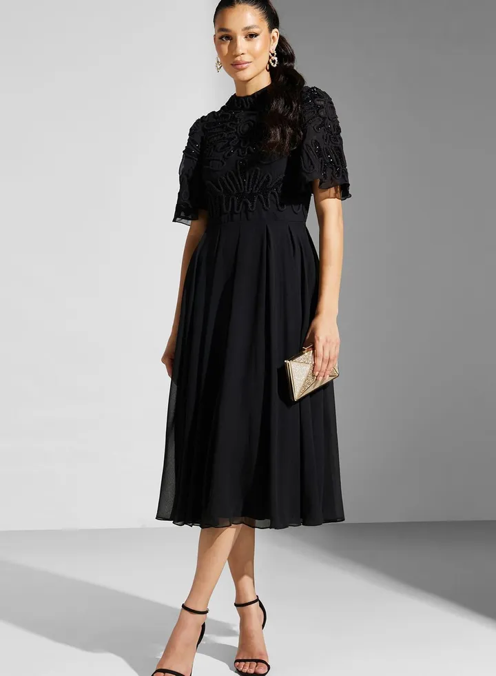 High Neck Tiered Dress