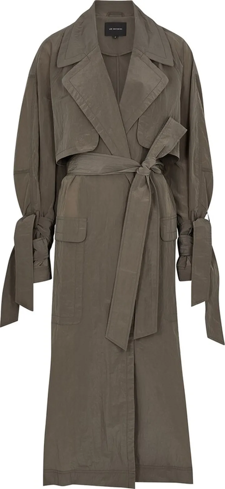 Lee Mathews Aster Crinkled Nylon Trench Coat