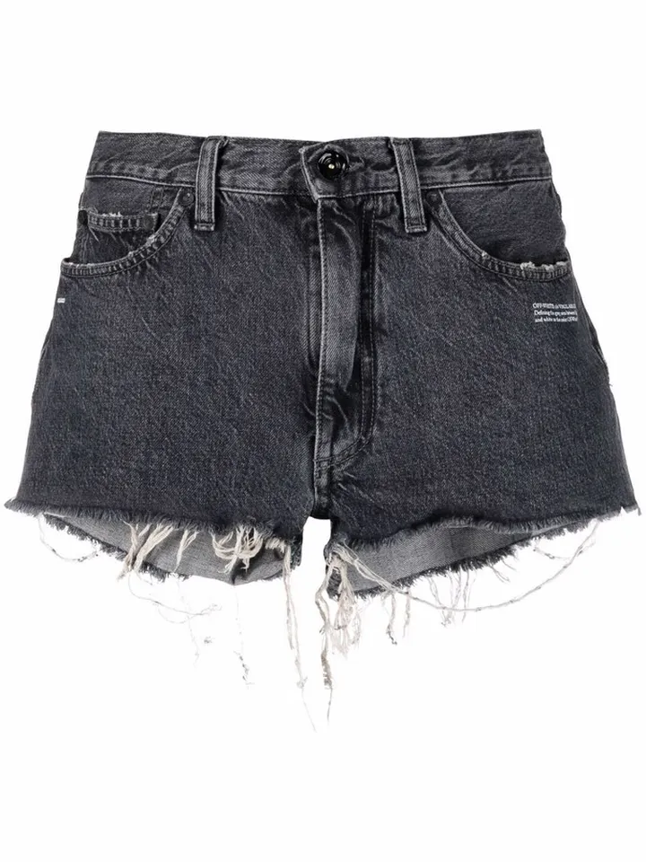 Corporate frayed denim shorts