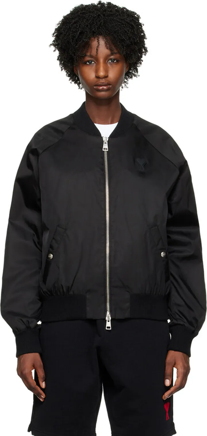 AMI Alexandre Mattiussi Black Zip Bomber Jacket