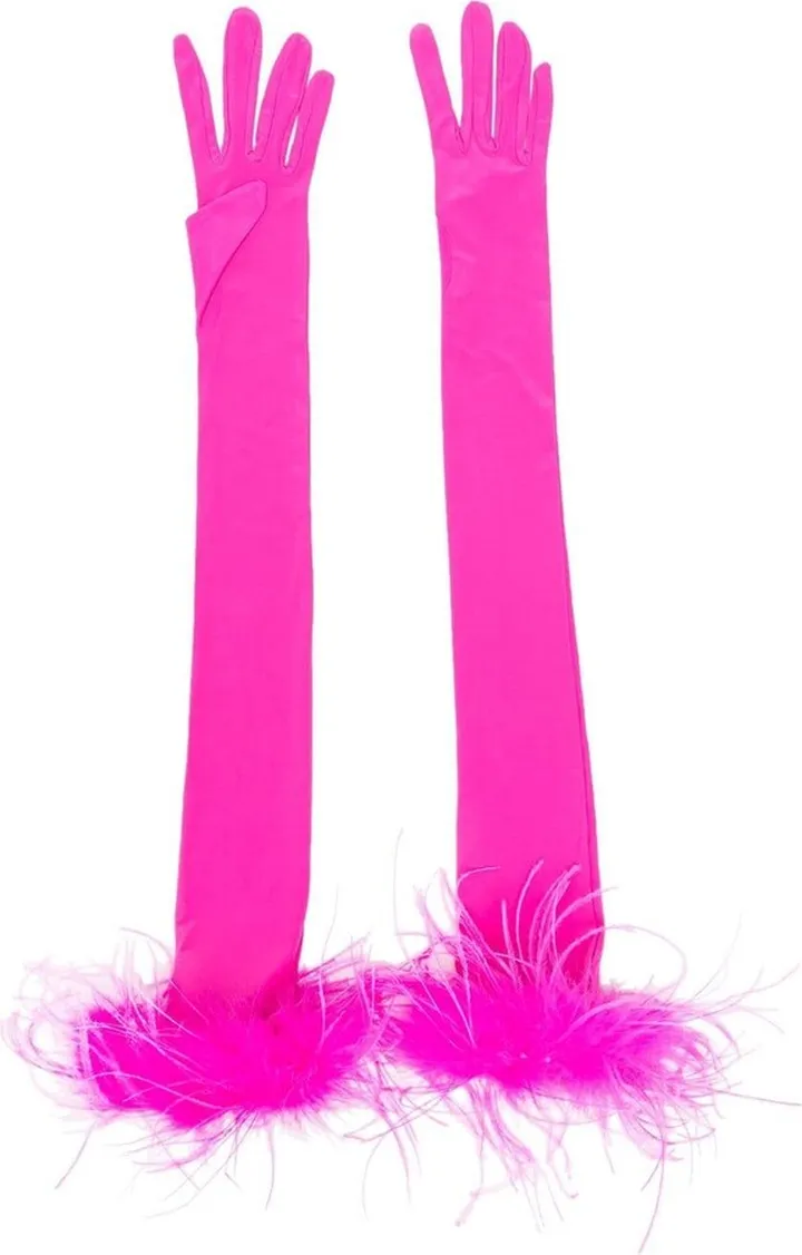 Feather-Trim Opera Gloves