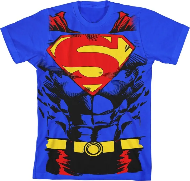 Superman Cosplay Costume Youth Royal Blue Graphic Tee-Small