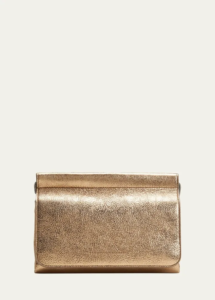 Monili Metallic Textured Leather Crossbody Bag