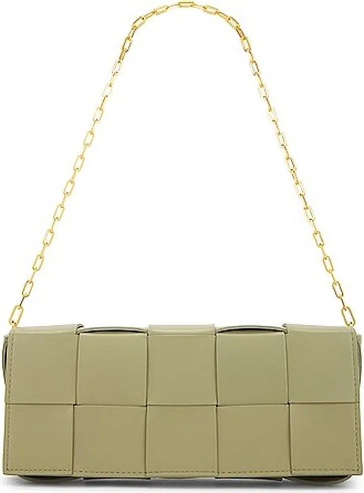 Bottega Veneta Baguette Pochette On Chain in Olive