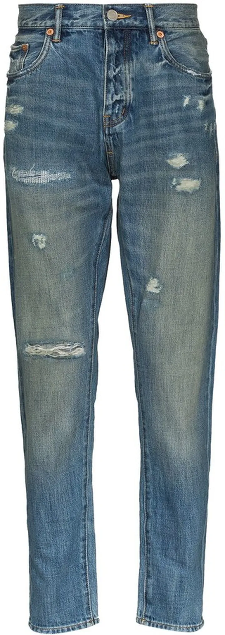 Distressed Straight-Leg Jeans