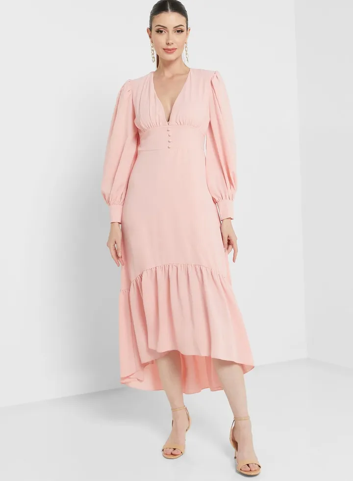 Puff Sleeve Flare Dress