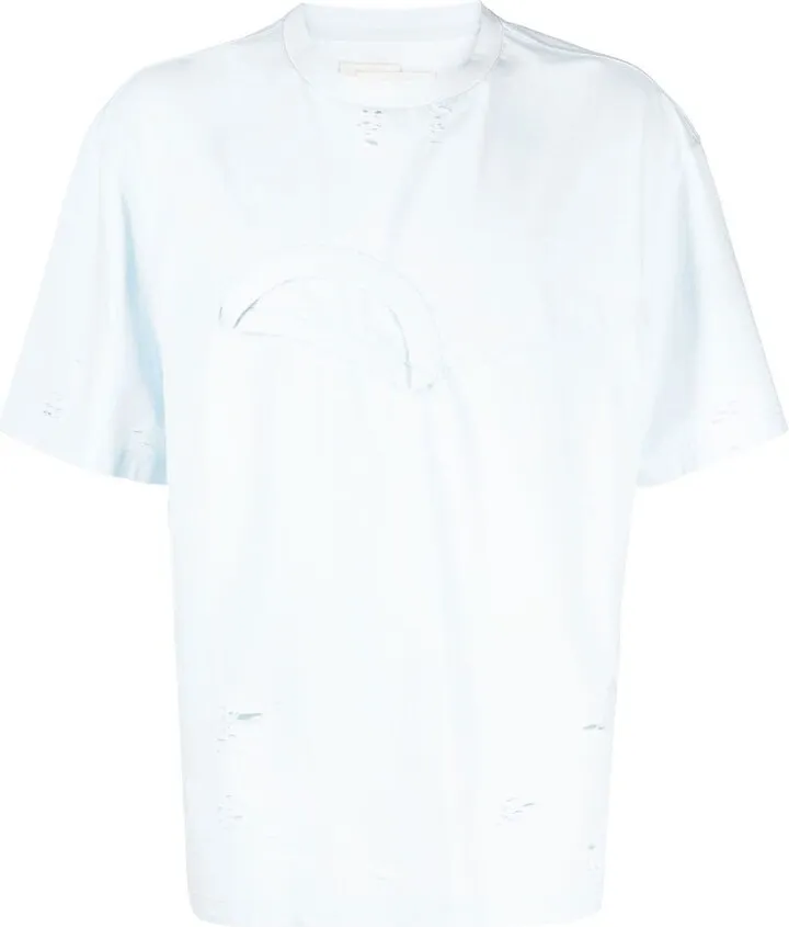 double-layer distressed effect T-shirt