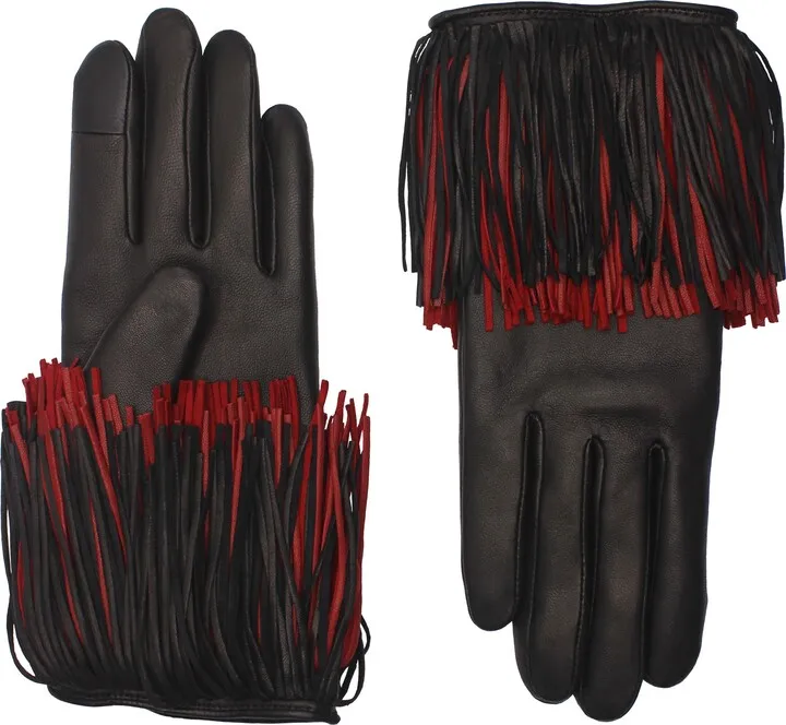 Fringe Lambskin Leather Gloves