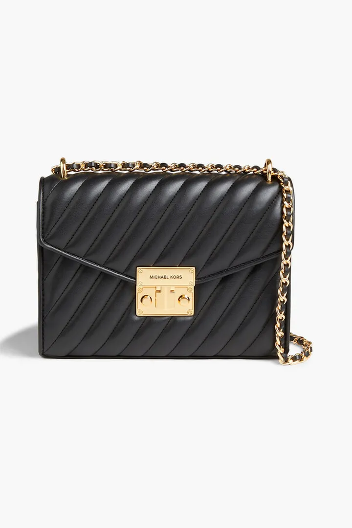 Rose quilted faux leather shoulder bag