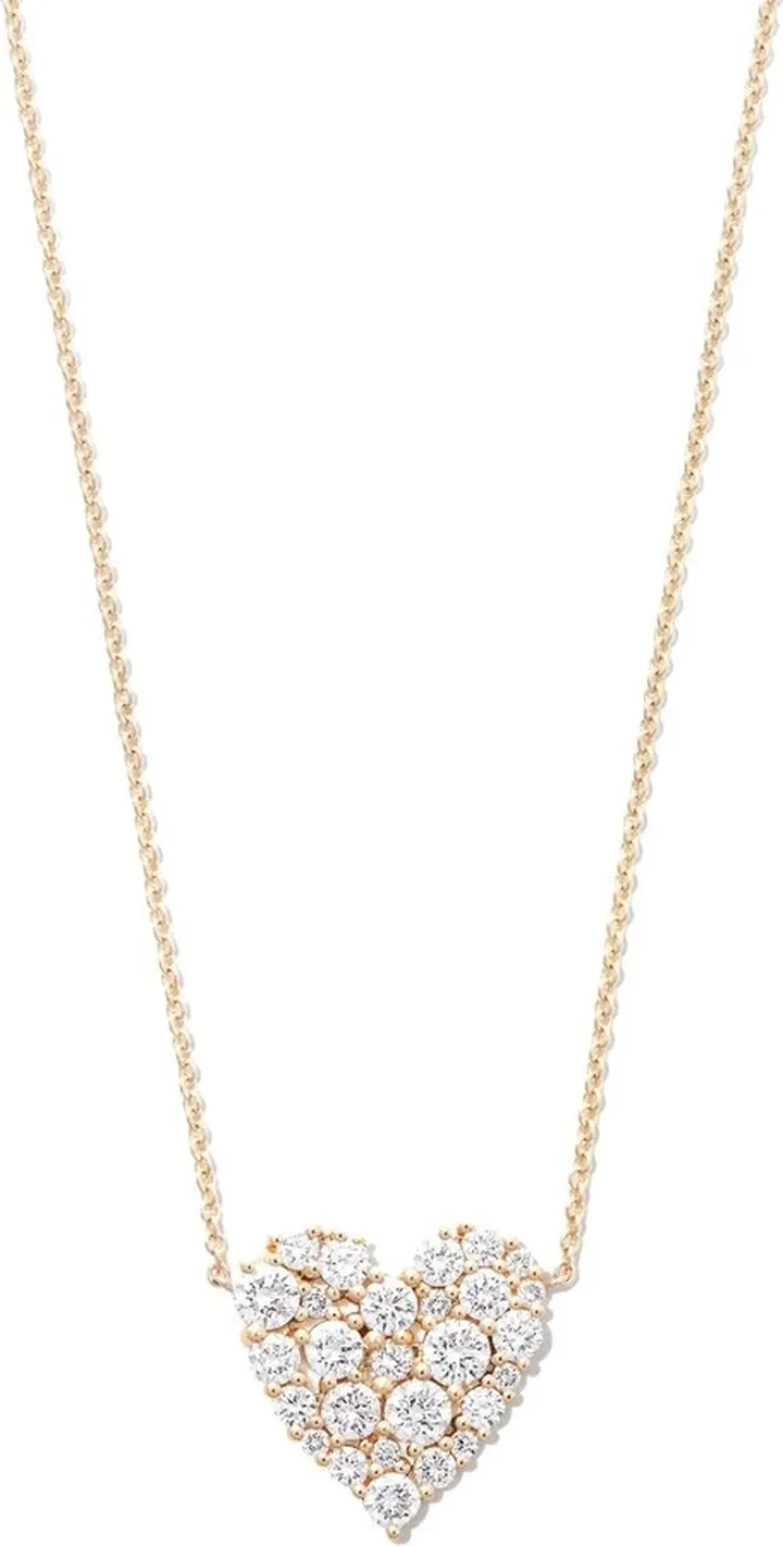 14K Yellow Gold Cocktail Heart Diamond Necklace