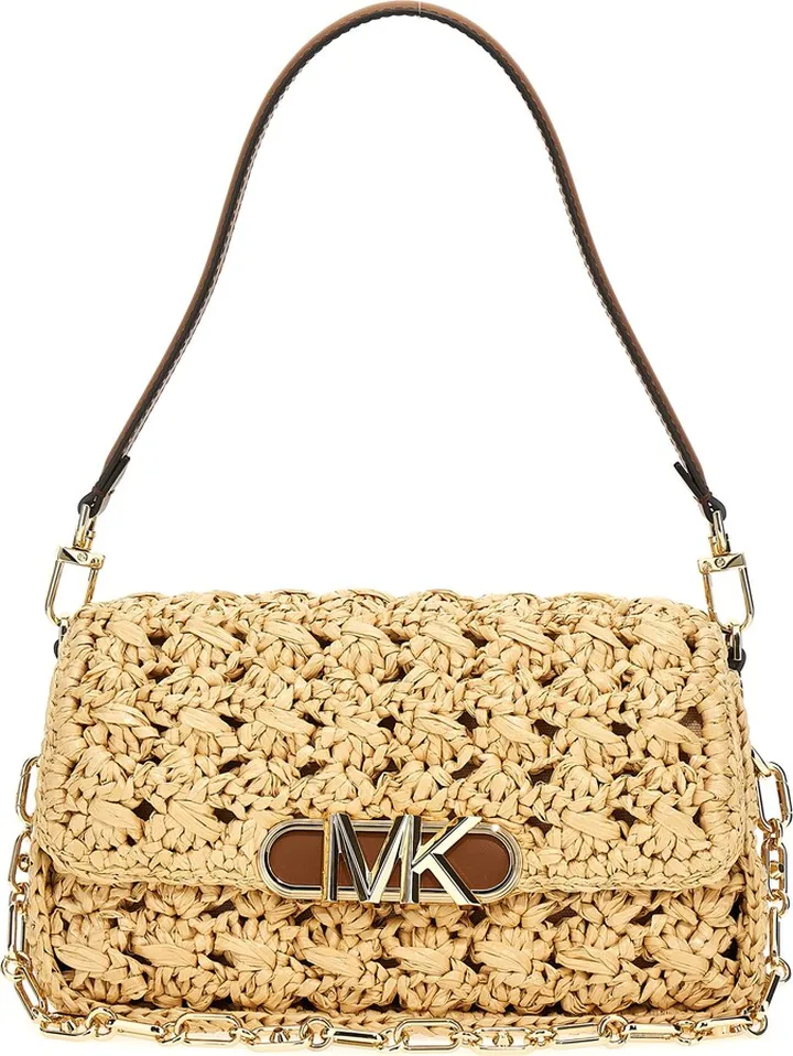 Logo Straw Shoulder Bag