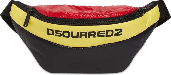 Shiny logo padded nylon belt bag