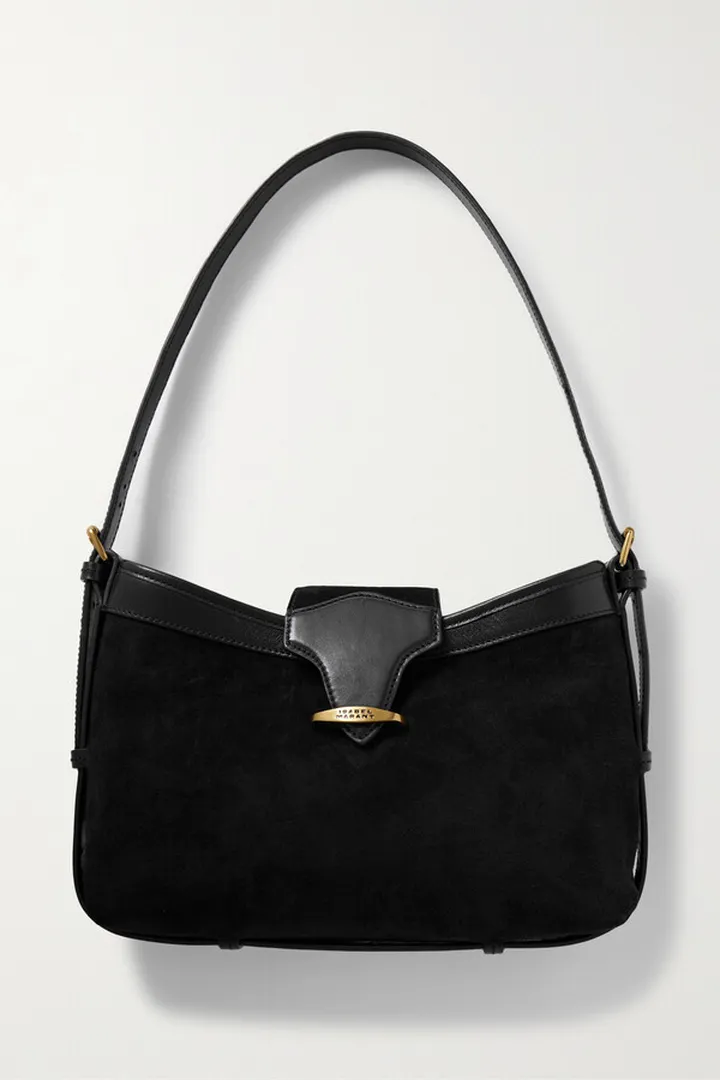 Isabel Marant - Botsy Leather-trimmed Suede Shoulder Bag - Black