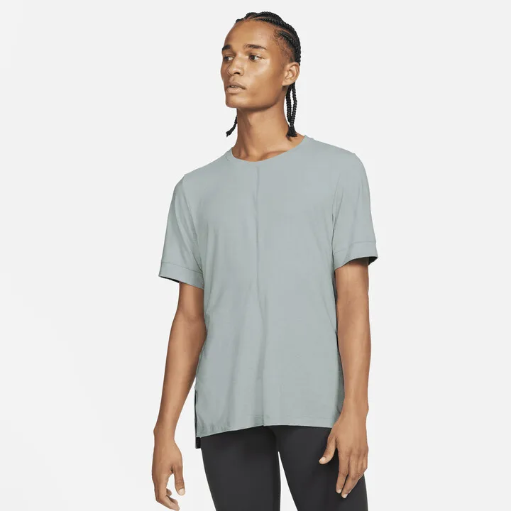 Men's Nike Yoga Dri-FIT Short-Sleeve Top in Grey