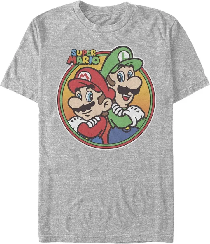 Men's Nintendo Mario Luigi Back to Back T-Shirt - Athletic Heather - Large