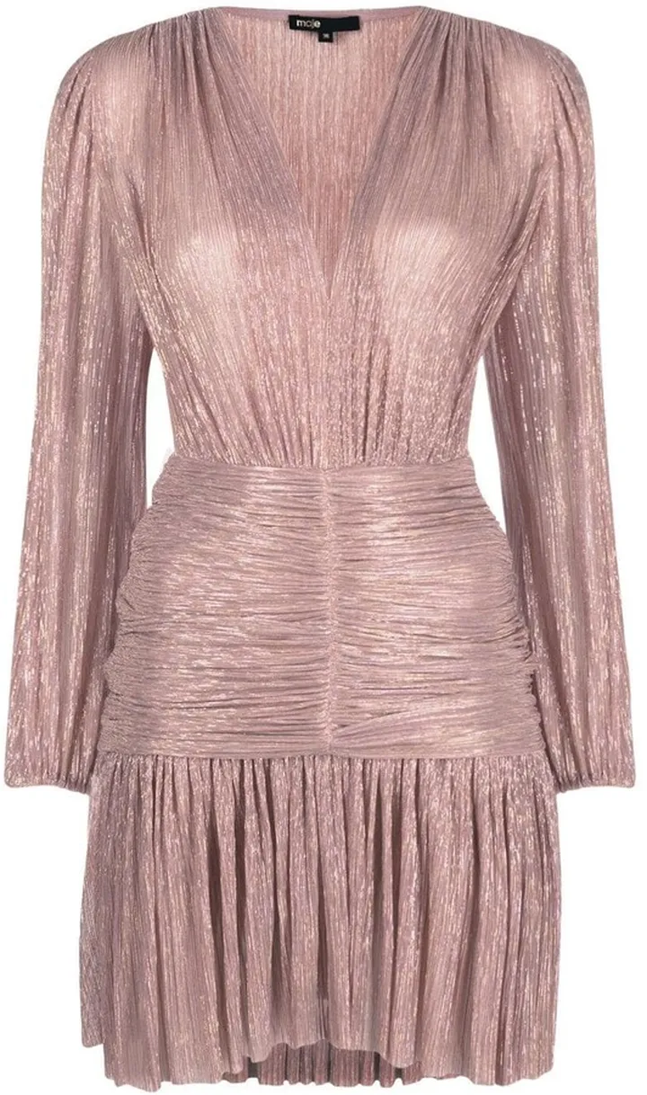 Metallic-Effect Gathered Dress