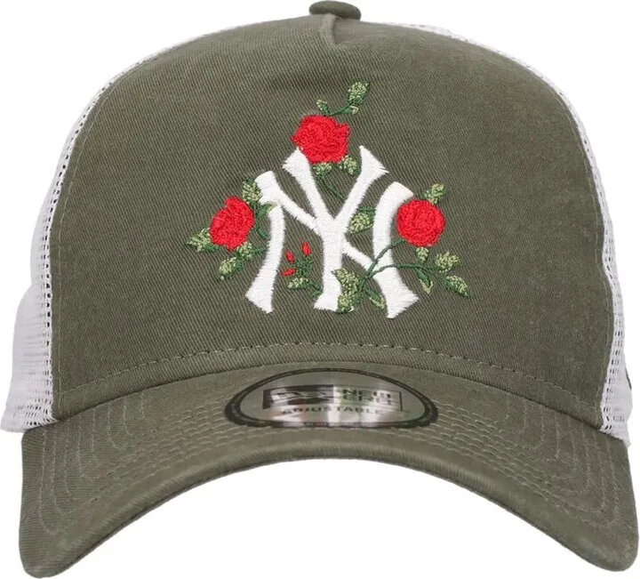 NY roses embroidered trucker hat