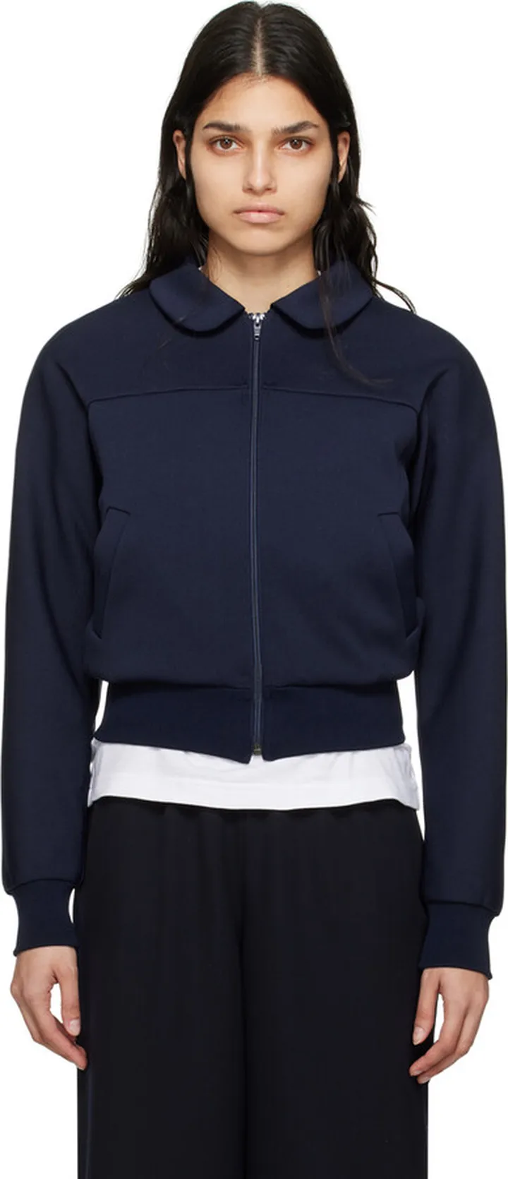 Comme des Garçons Girl Navy Zip-Up Bomber Jacket