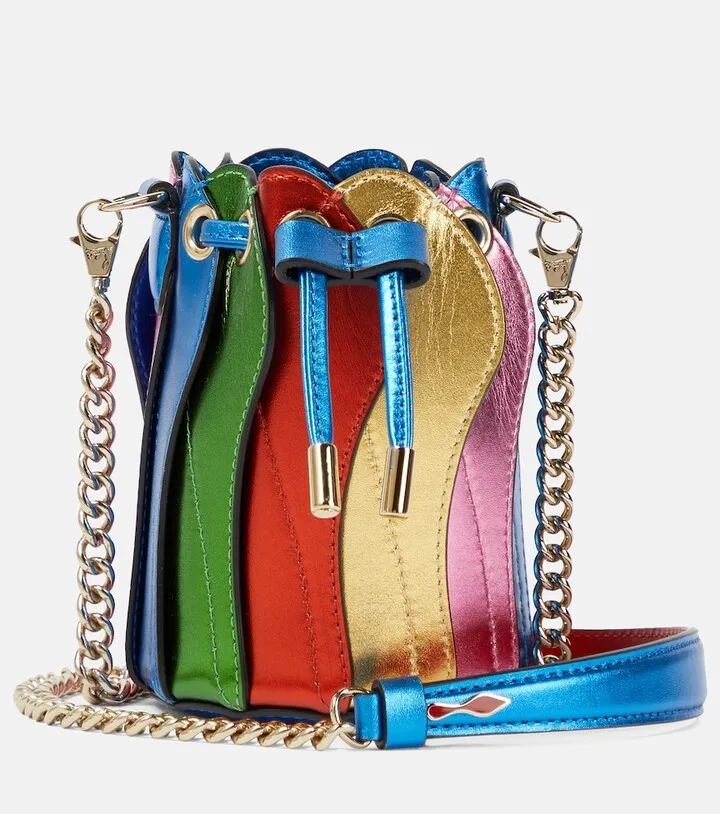 Marie Jane metallic leather bucket bag