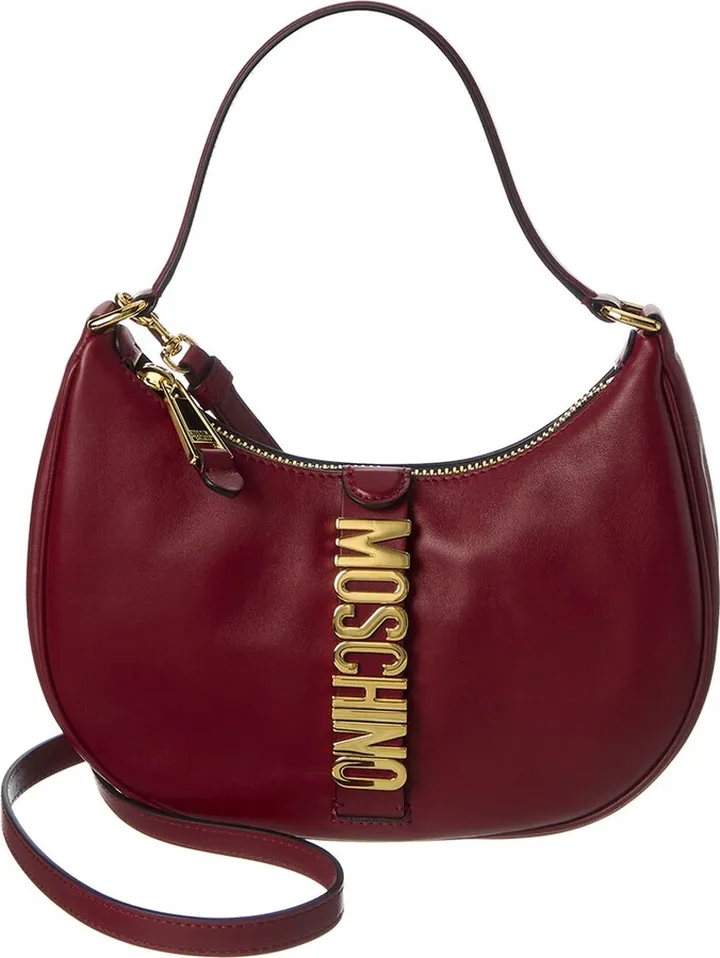 Moschino Logo Lettering Leather Hobo Bag