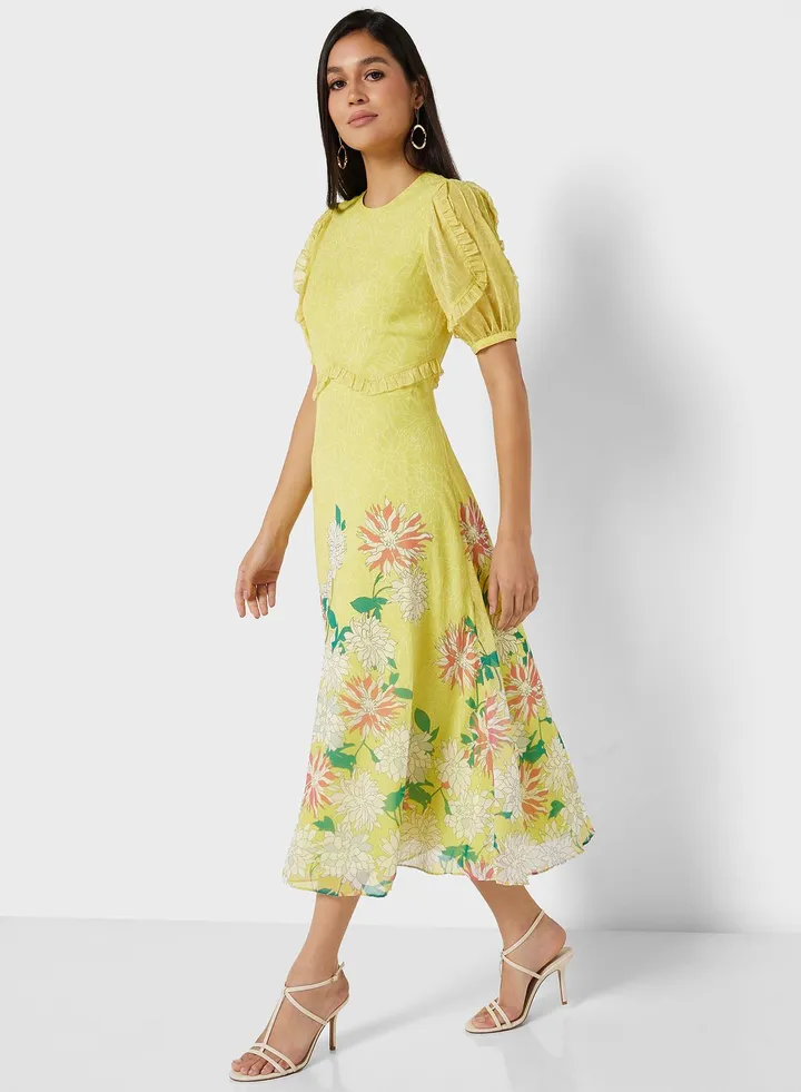 Floral Print Puff Sleeve Dress